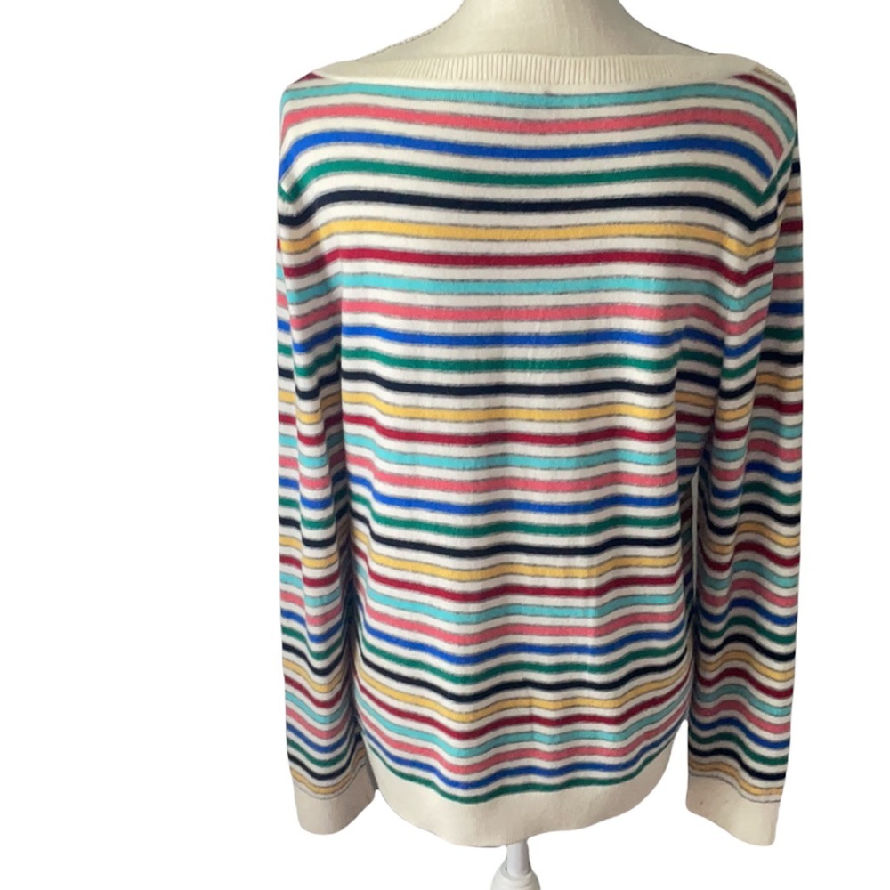 Lambswool Blend Talbots Multi Colored Striped Bat… - image 2